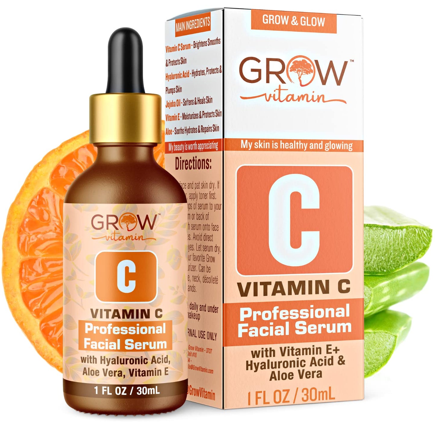 True Skin Vitamin C Serum for Face with Hyaluronic Acid, Vitamin E, Aloe Vera and Jojoba Oil, Hydrating & Brightening Serum for Anti Aging, Dark