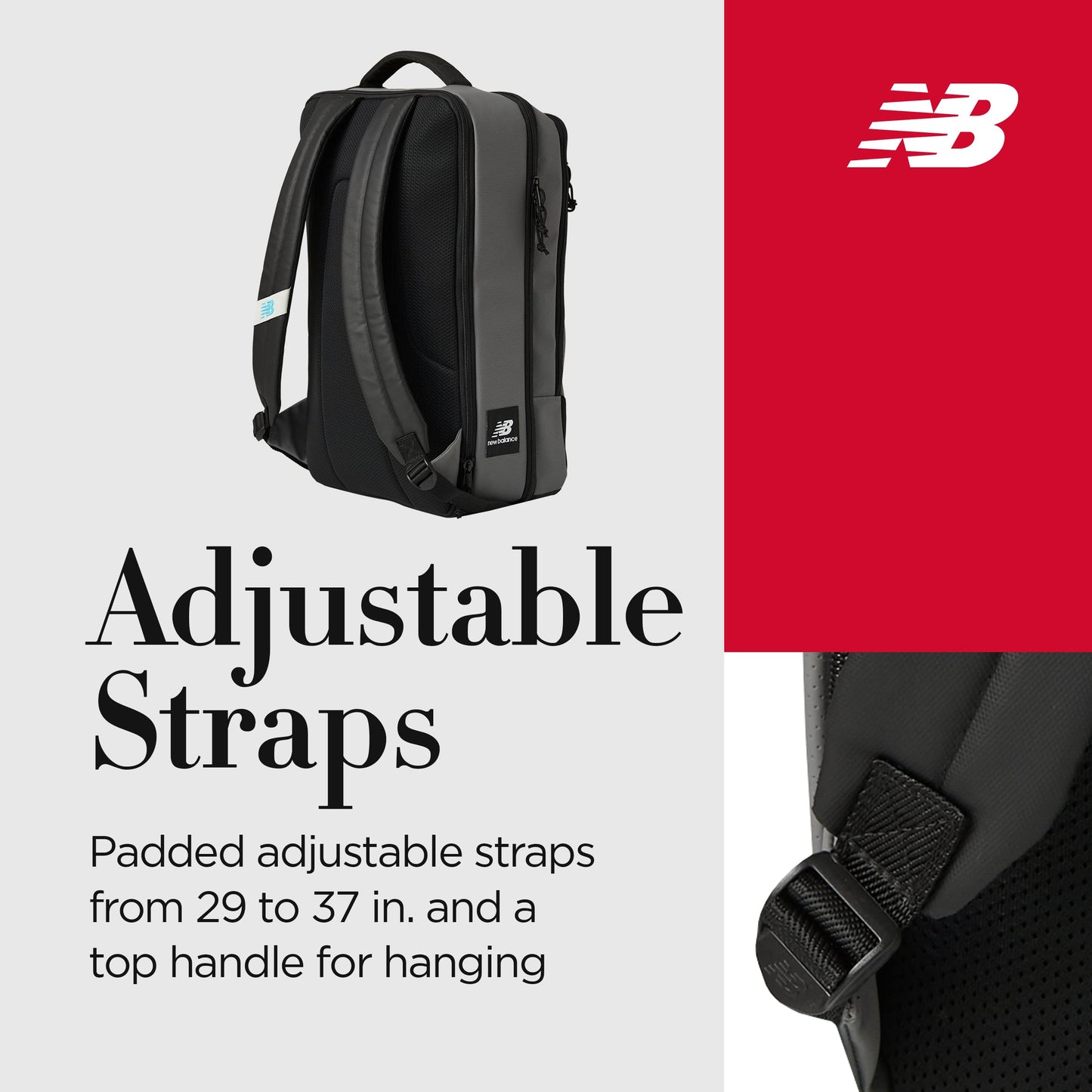 New Balance Laptop Backpack, Legacy Commuter Travel Bag for Men and Women, Grey, One Size