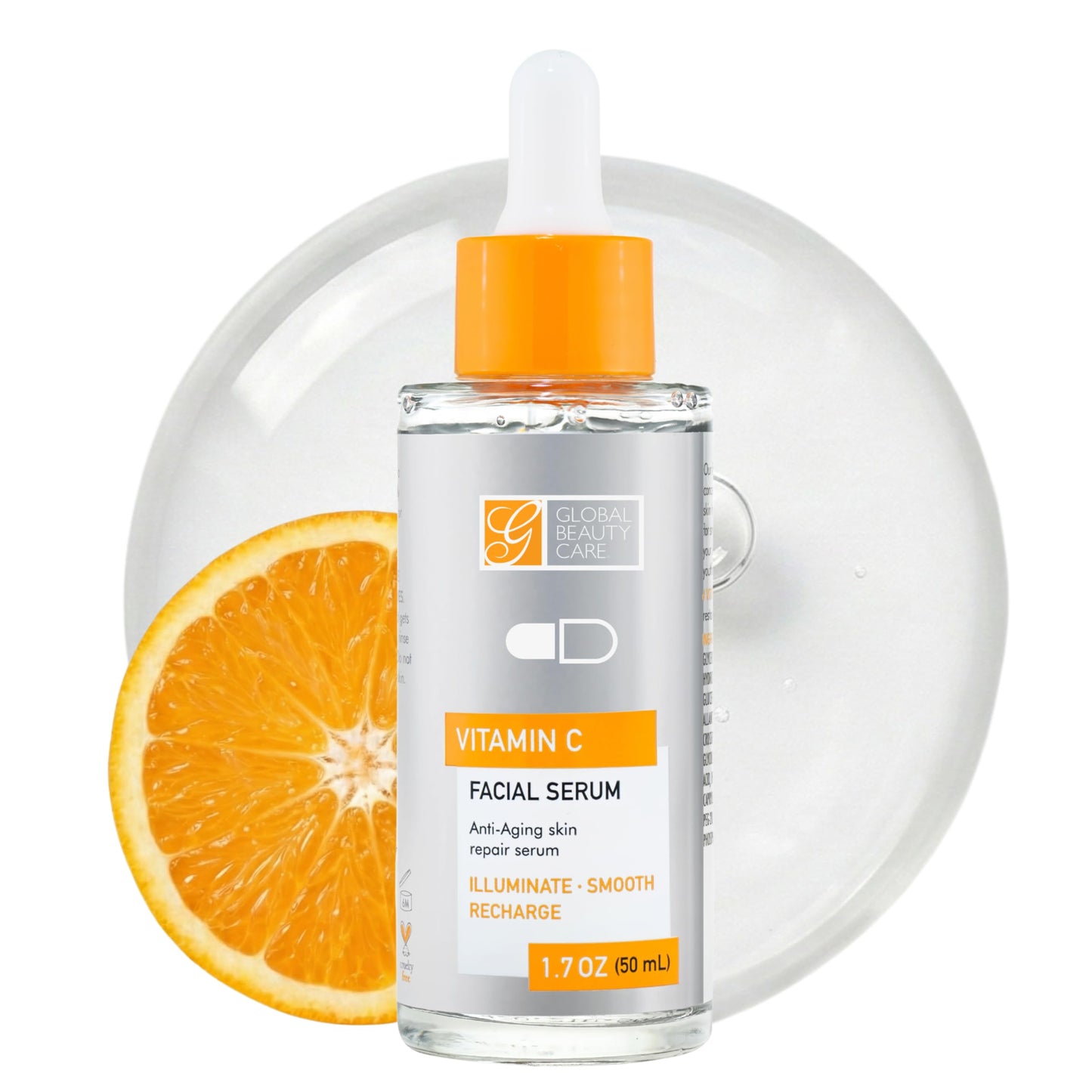 Global Beauty Care Vitamin C Facial Serum - Facial Treatment Serum with Hyaluronic Acid for Uneven Tone & Radiance Appearance Support, Fast Absorbing