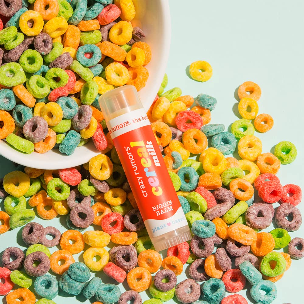 Crazy Rumors Biggie Cereal Milk Flavored All Natural, Plant Based Lip Balm to Moisturize and Nourish your Lips - Cereal Milk Biggie Tube 0.6 oz (4x