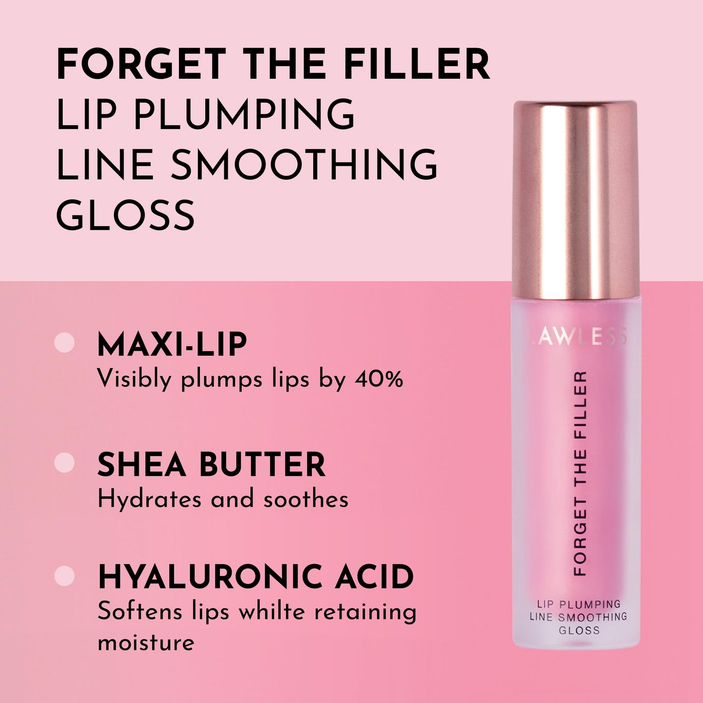 Lawless Forget the Filler Lip Plumping Line Smoothing Gloss - Daisy Girl - Premium Volumizing Lip Gloss with Natural Ingredients Designed to Plump