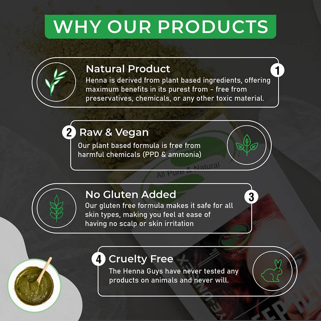 2 Packs Of Deep Red Henna Hair & Beard Color/Dye 100 Grams - Natural Hair Color, Plant-based Hair Dye - The Henna Guys