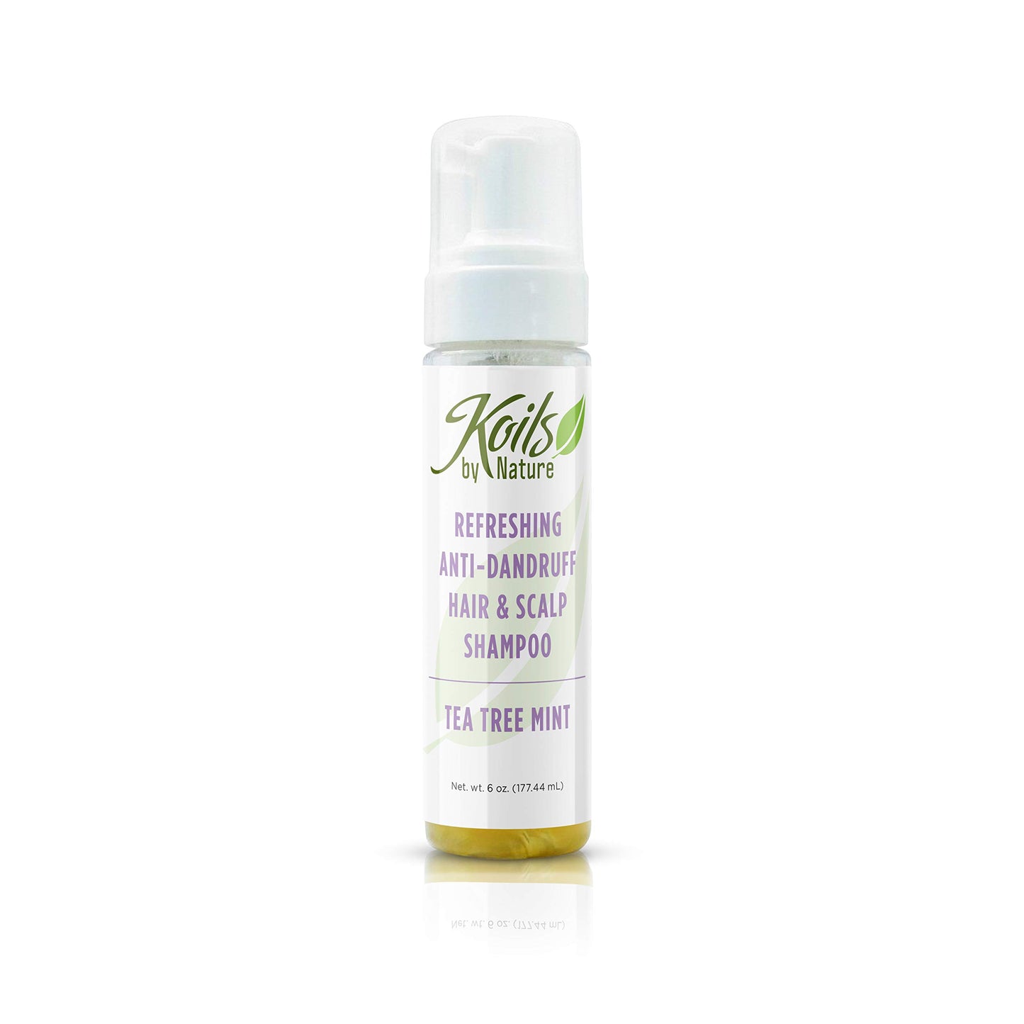 Koils by Nature Refreshing Anti Dandruff Shampoo Tea Tree Mint | 6oz | Relieves Itchy Scalp, Moisturizes Hair & Promotes Hair Growth