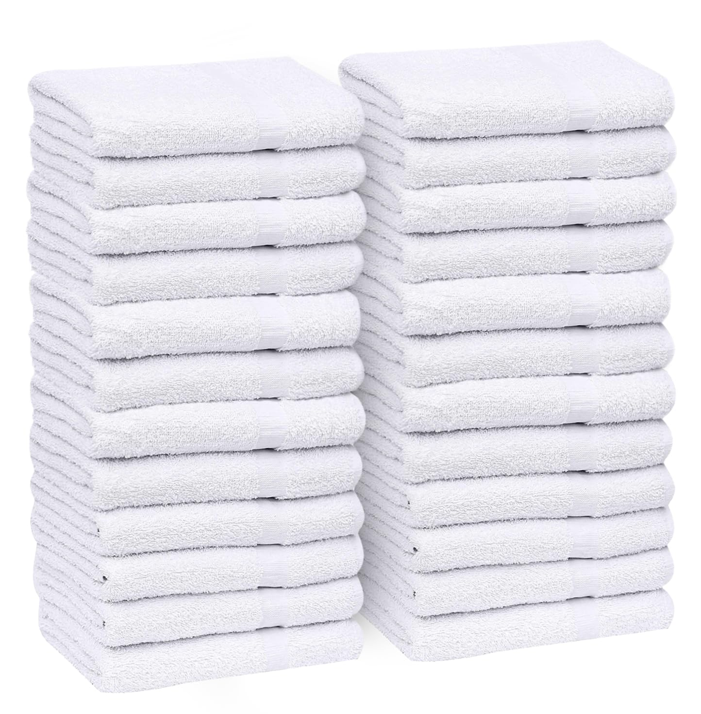 GOLD TEXTILES White Hand Towels 24 Pack (15x25 Inches) Cotton Blend Salon Towels Thin, Light Weight, Quick Drying Spa Towels
