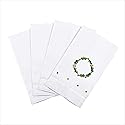 Saro Lifestyle Holly Leaf Wreath Embroidery Christmas Hemstitched Linen Cotton Guest Towel (Set of 4), White, 14"x22"