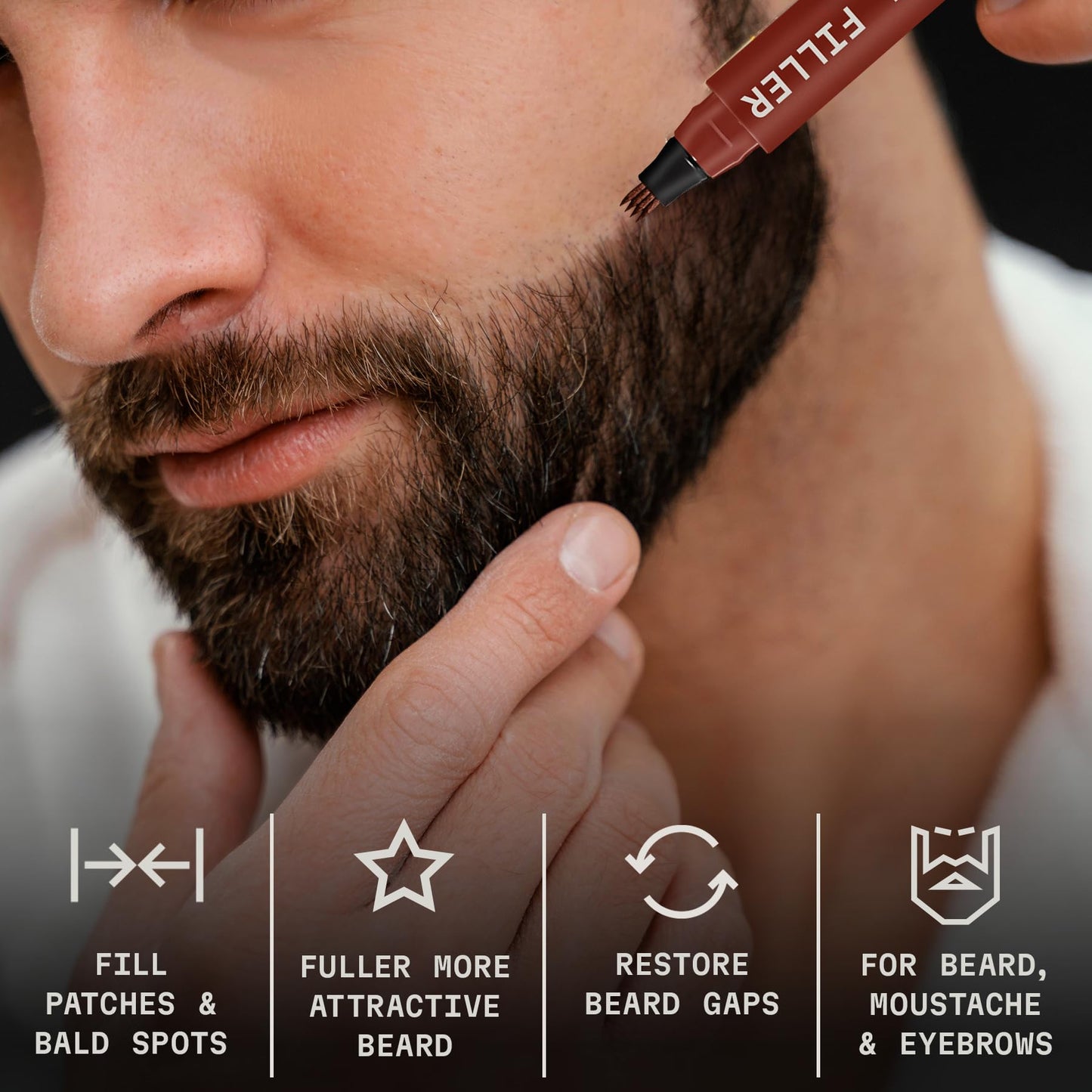 Striking Viking Beard Pencil Filler for Men - Red Brown, 2 Pack - Temporary Beard Dye - Waterproof Sweatproof Long Wear Beard Filler Pen for Touchups