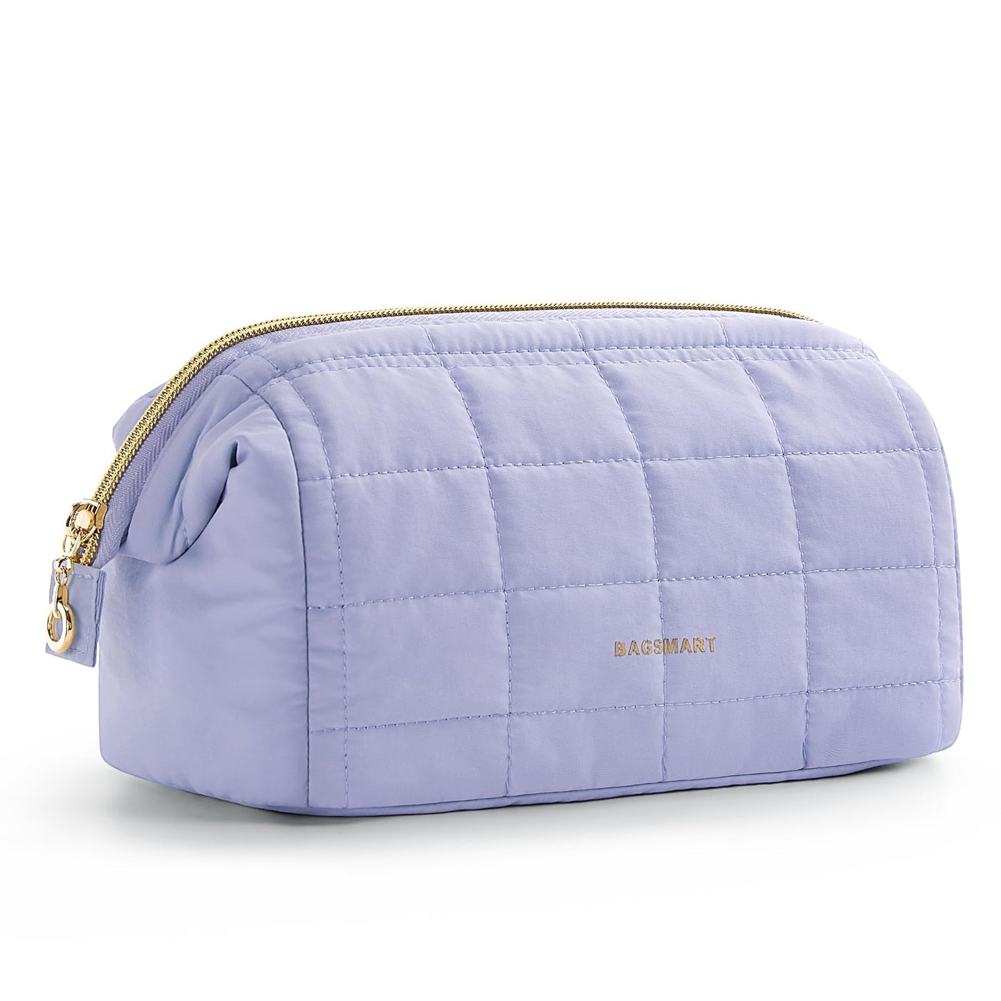 BAGSMART Makeup Bag Cosmetic Bag Wide Open, Purple, M, Wide-open Travel Makeup Bag With Puffy Padded and Rectangular Quilted Beauty and Personal Care BAGSMART Default Title