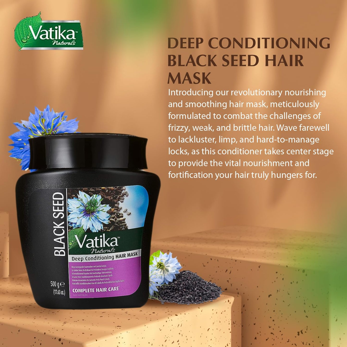 Vatika Naturals Hot Oil Hair Mask - Black Seed & Multivitamin Hair for Dry, Damaged, Nourishing & Strengthening, Deep Conditioning for Soft, Smooth