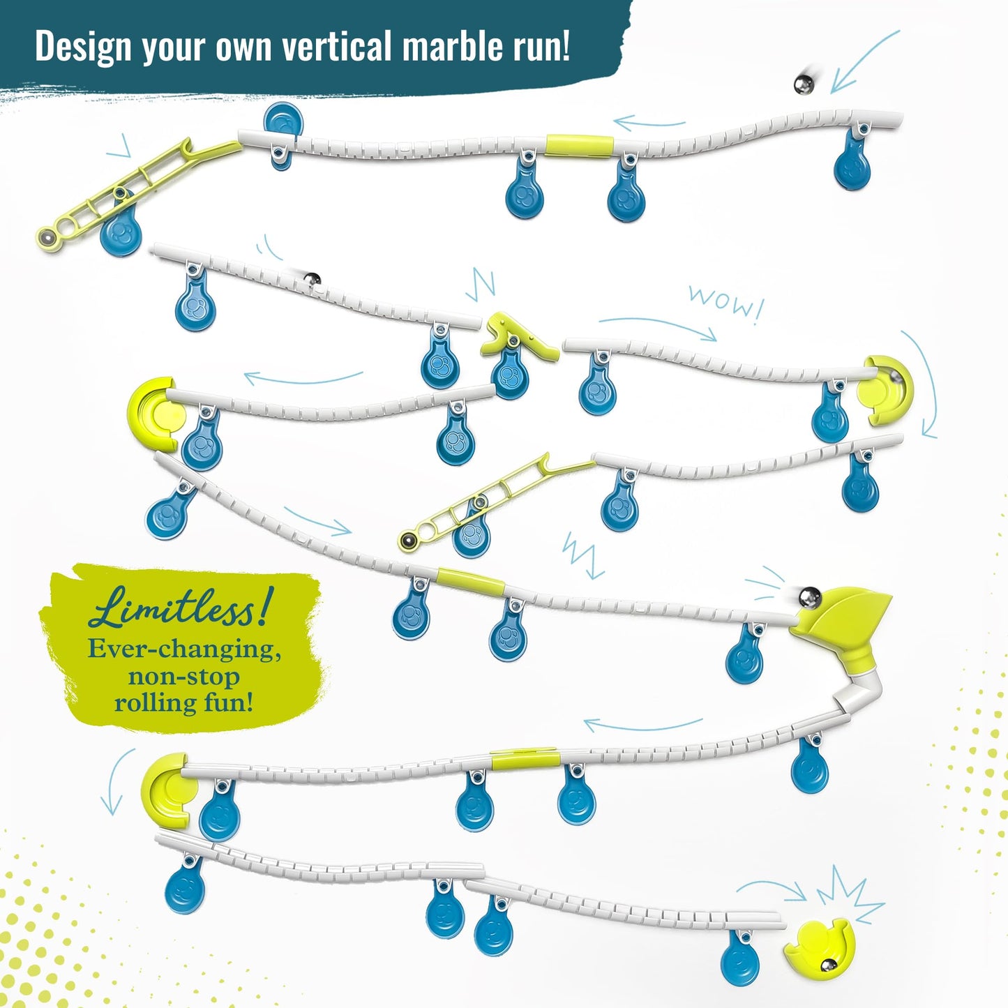 Gecko Run Marble Run Deluxe Starter Set – Vertical Tracks with Loops & Trampoline Tricks, Fast Setup with Nano-Adhesive Pads by Thames & Kosmos