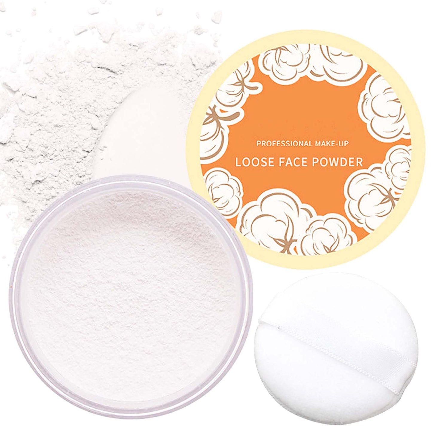 Oil Control Loose Face Powder,Translucent Setting Powder With a Powder Puff Long Lasting Makeup Covering Blemishes Brightens Skin Tone,Natural Matte