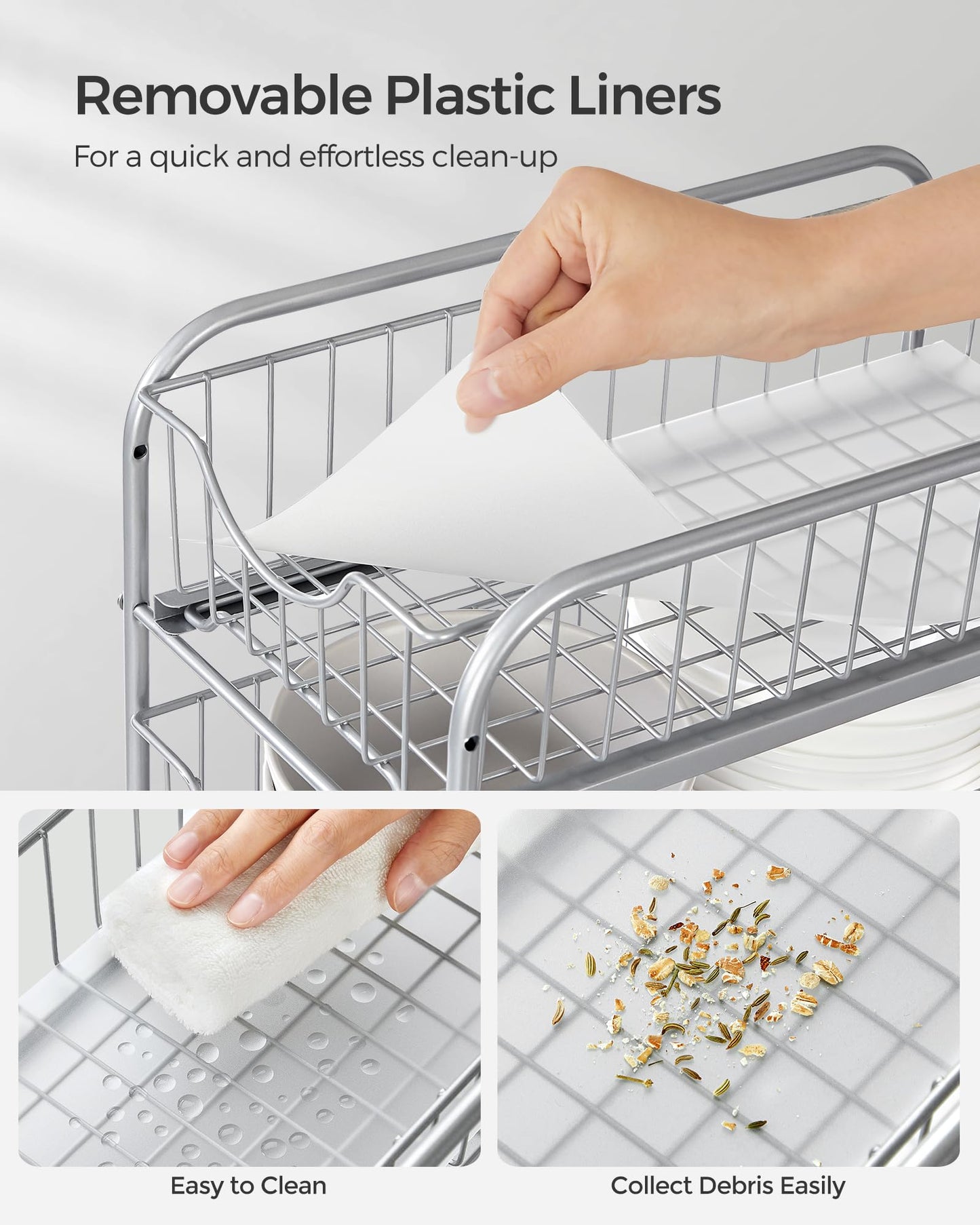 SONGMICS 2-Tier Pull Out Cabinet Organizers, Under Sink Organizer, Bathroom Organizer and Storage, Sliding Basket Drawers, Stackable for Kitchen…