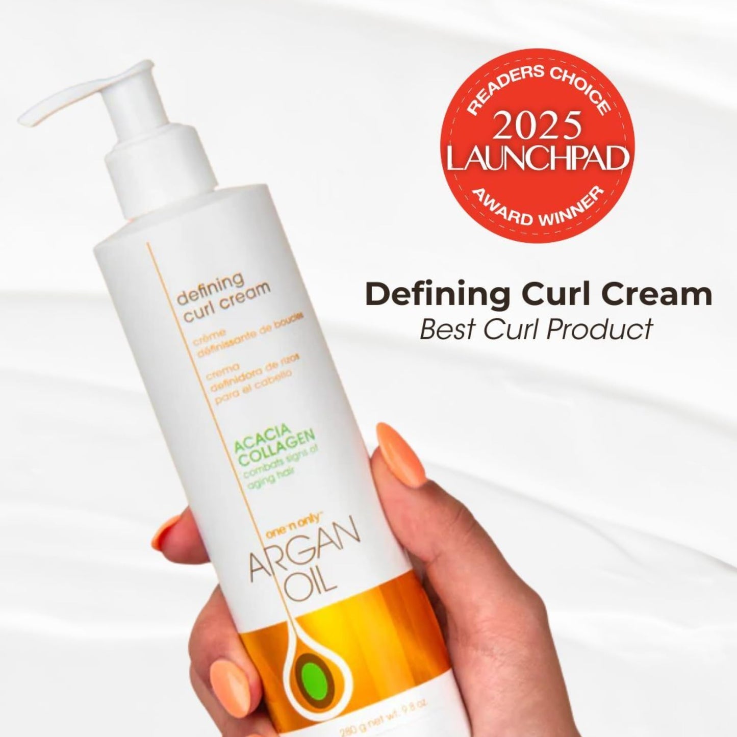 One 'n Only Defining Curl Cream with Argan Oil, Leave-in Conditioning Cream, Defines and Leaves Strong Curly Hair, Enhances Shine and Hydrates Without