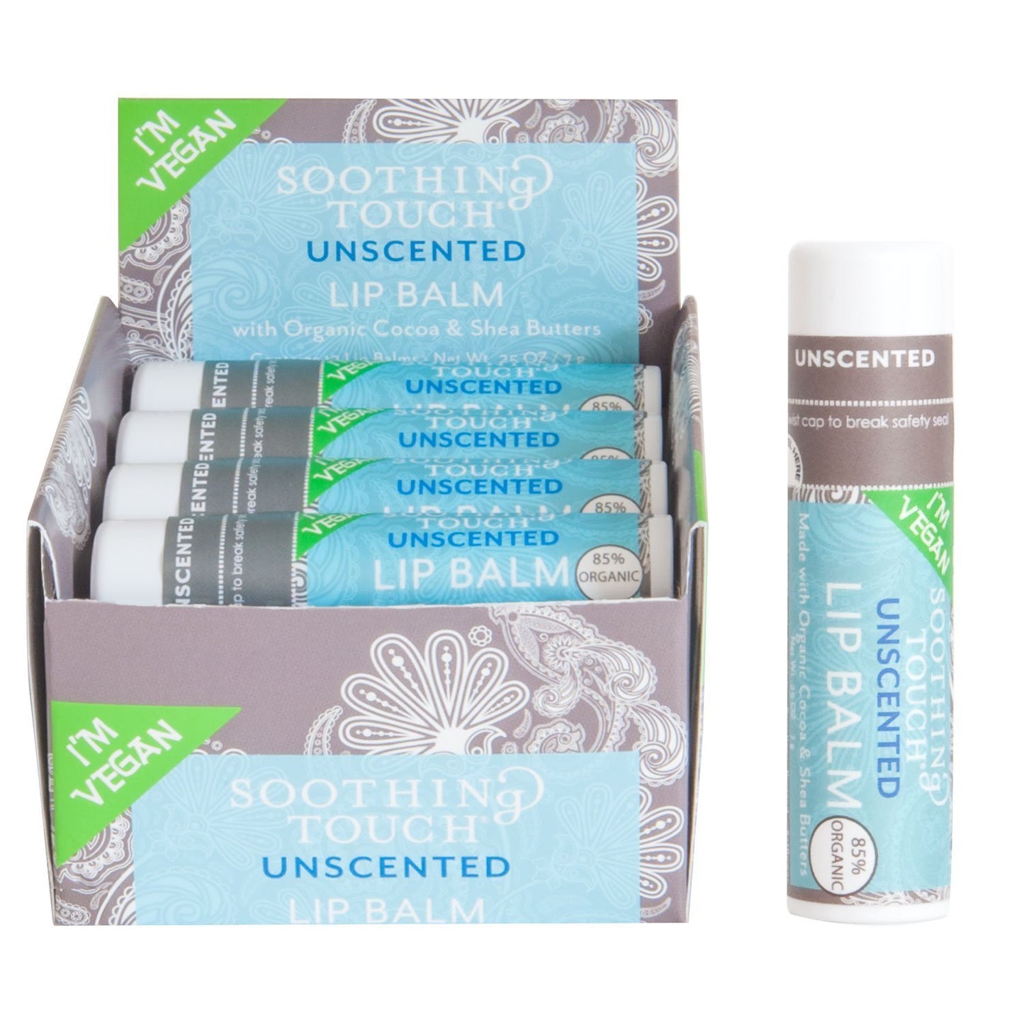 Soothing Touch Unscented Vegan Lip Balm, 0.25 Ounce - 12 per case. Beauty and Personal Care Soothing Touch