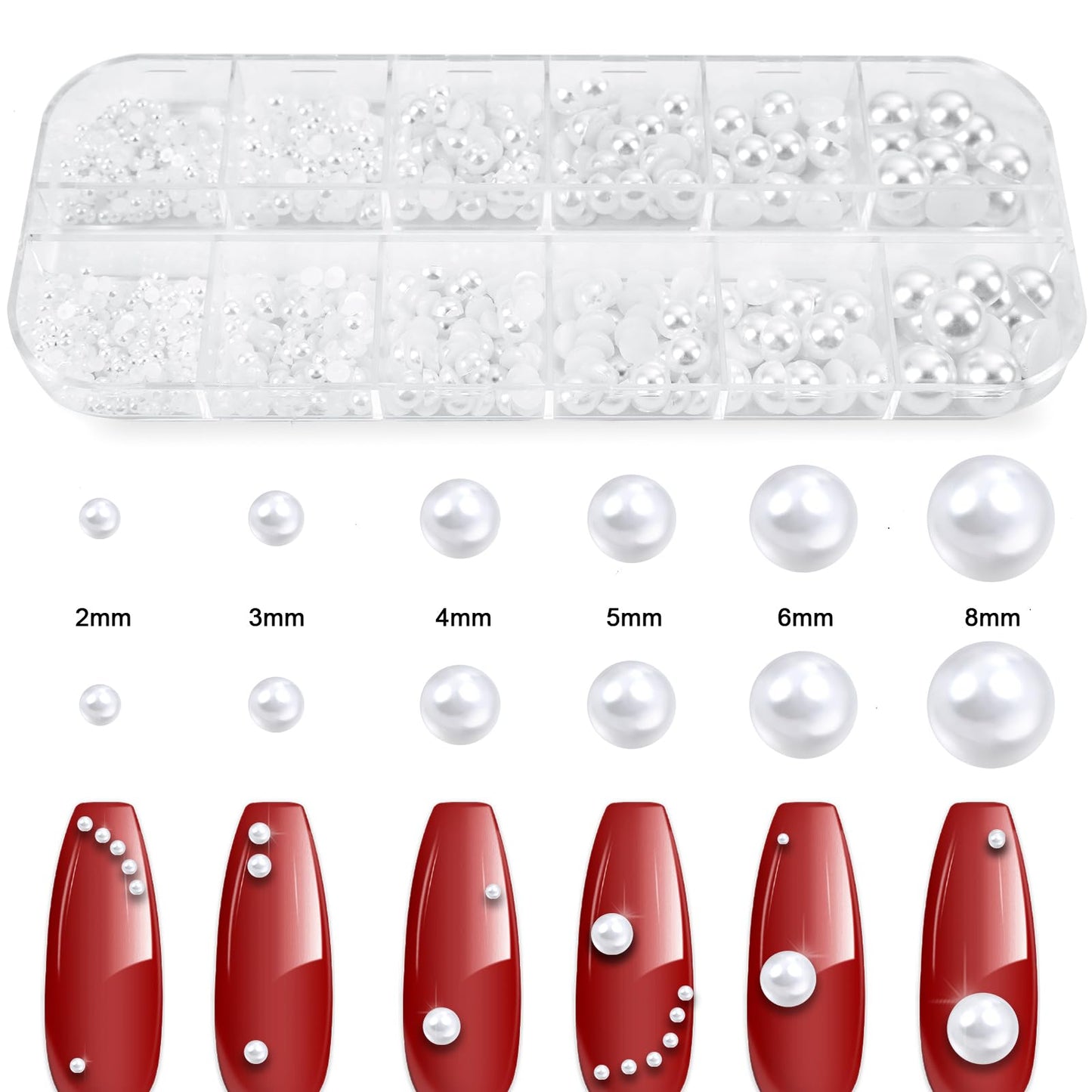 Canvalite Flatback Nail Pearls for Crafting, Multiple Sizes Half Pearls with 5Pcs B7000 Jewelry Glues & Picker Tools Bedazzling Bead for DIY Crafts Beauty and Personal Care CANVALITE
