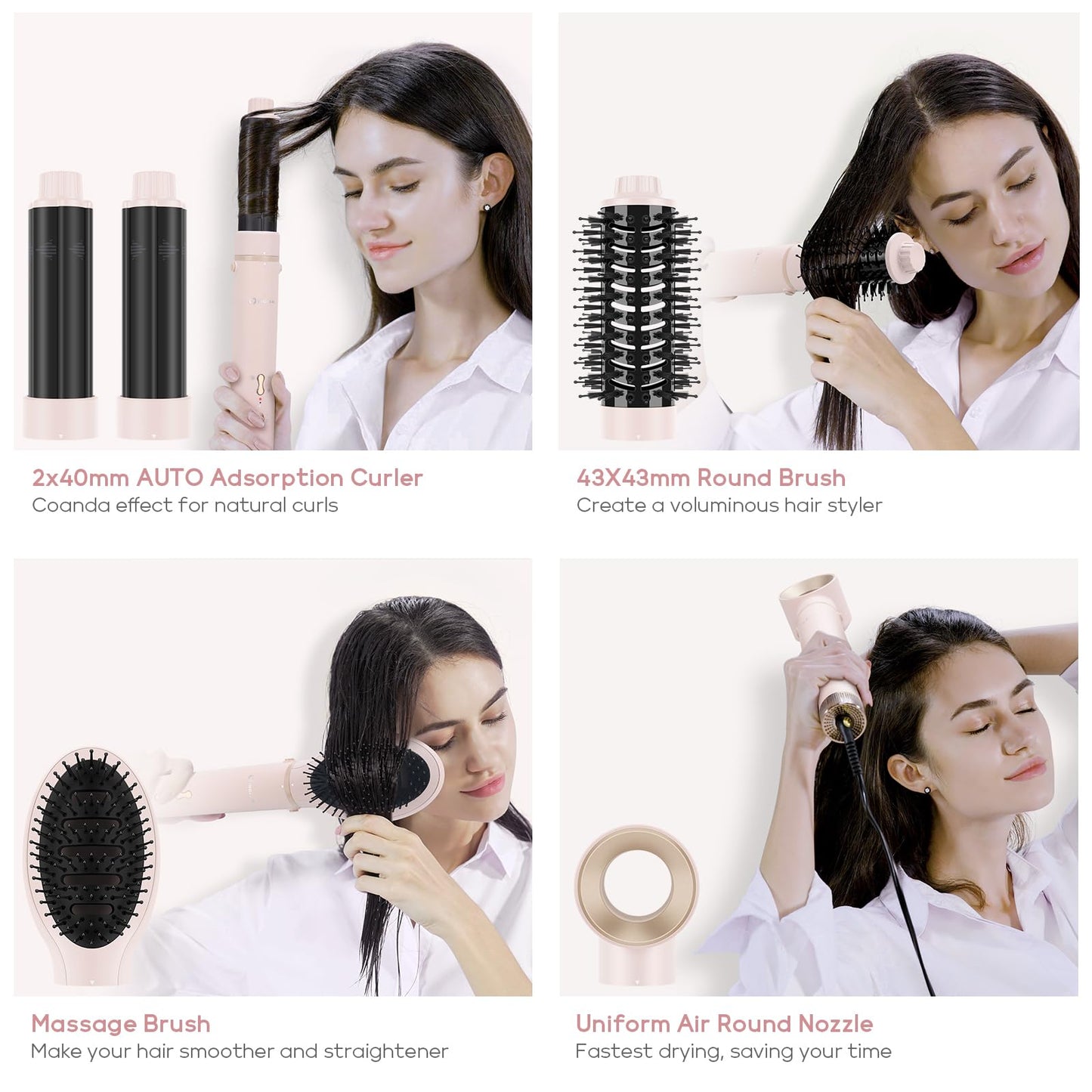 IG INGLAM MegaAIR Styler, 5 in-1 Professional Interchange Hair Dryer Brush 110,000 RPM Brushless BLDC Motor Ionic Hot Air Styler Volumizing and Shape