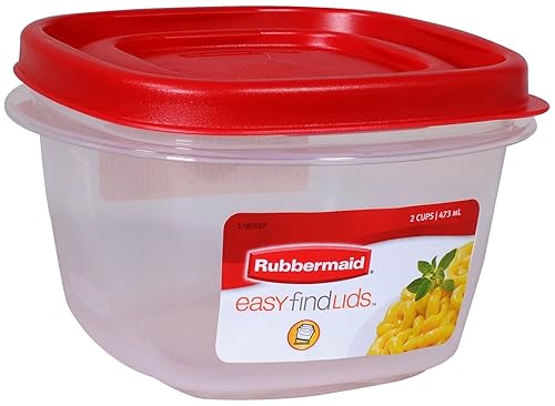 Rubbermaid 7J60 Easy Find Lid Square 2-Cup Food Storage (Pack of 8 Containers)