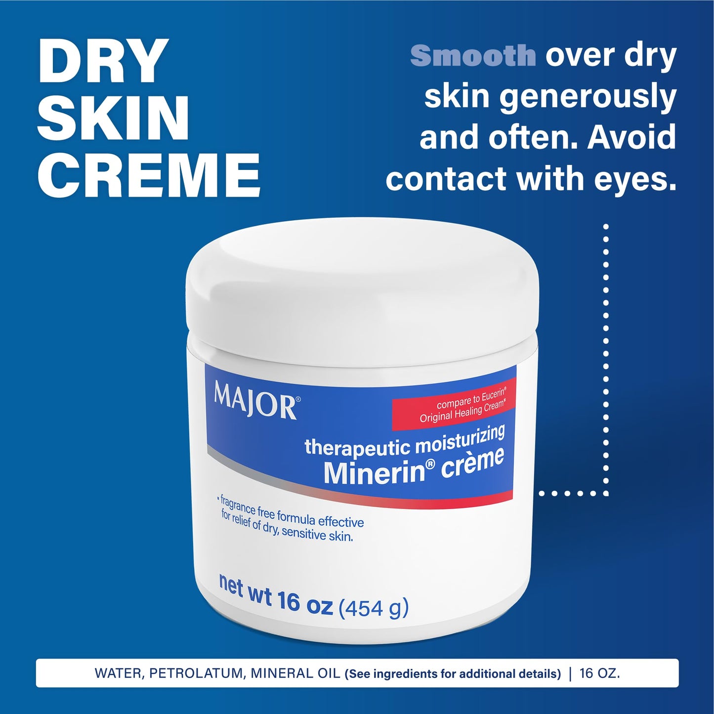 MAJOR Therapeutic Moisturizing Minerin Créme - Body Cream Moisturizer for Dry Skin - Fragrance-Free - 16 Oz. (2 Pack)