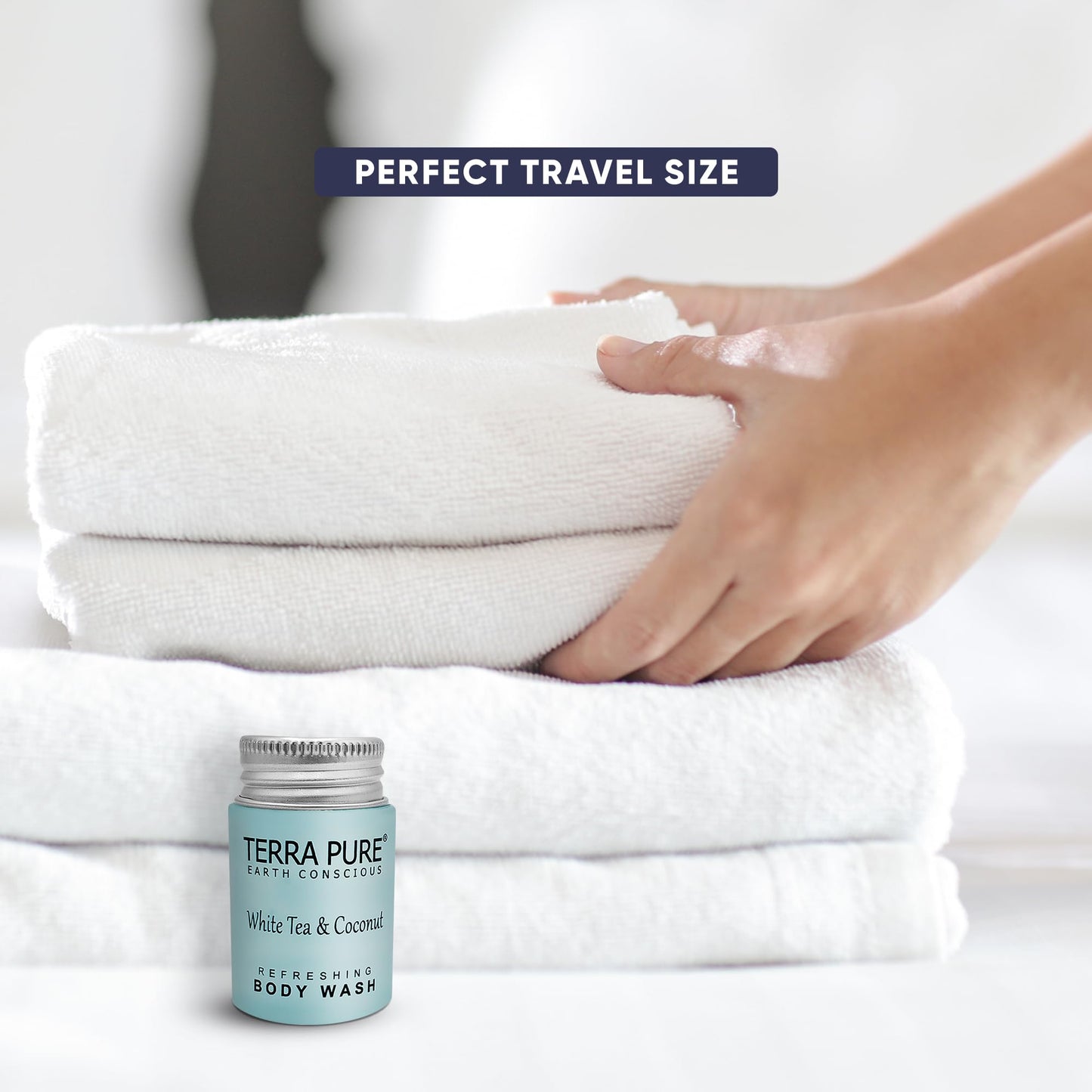 Terra Pure White Tea & Coconut Body Wash, Travel Size Hotel Amenities, 1 oz. (Case of 100)