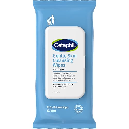 Cetaphil Face and Body Wipes, Gentle Skin Cleansing Cloths, 25 Count, Pack of 3, for Dry, Sensitive Skin, Flip Top Closure, Great for the Gym, Travel