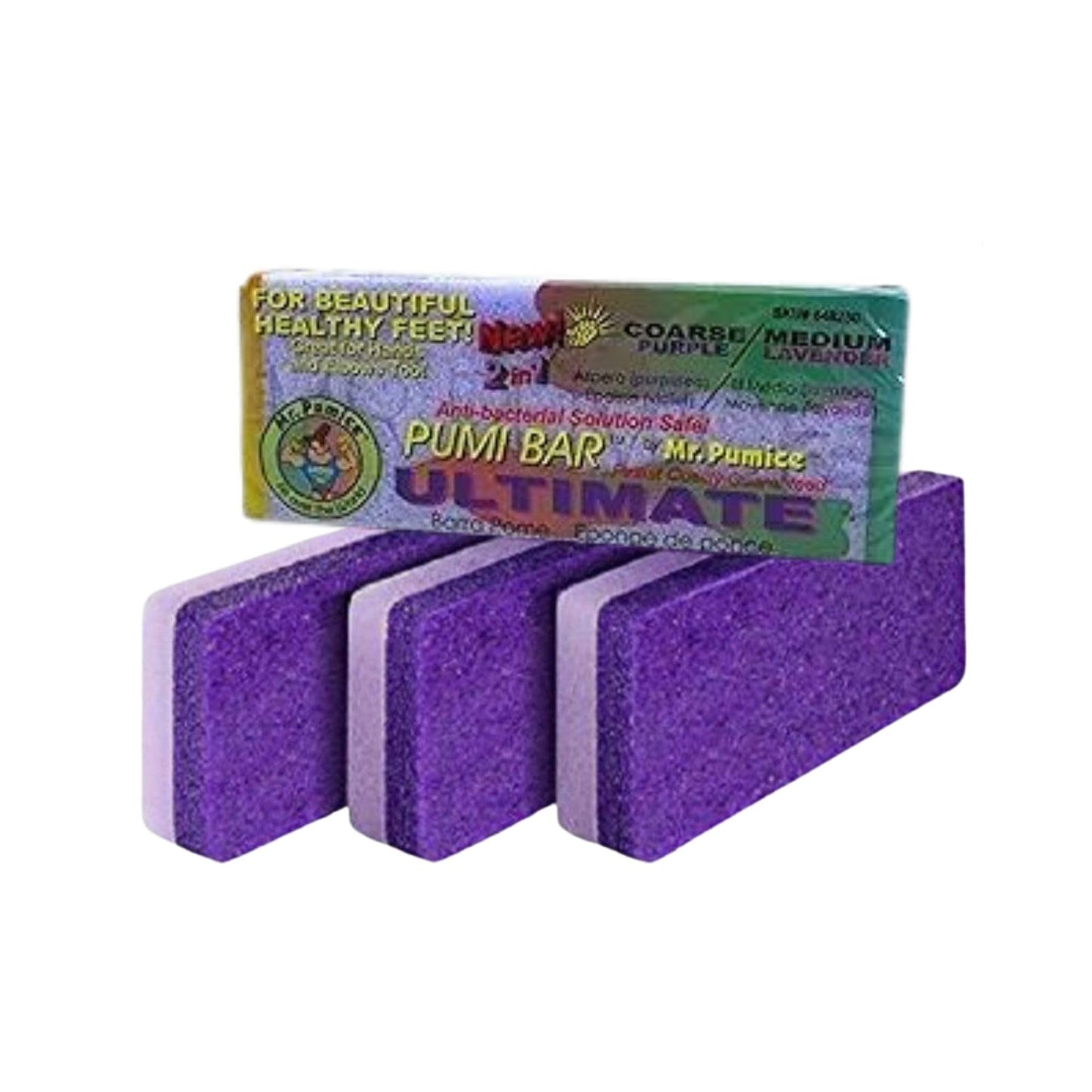 Mr. Pumice Ultimate PUMI Bar 2-in-1 Dual Grit (Medium + Coarse) Callus Remover, Pedicure Stone & Ped File Scrubber for Smooth Feet and Heels (4 Pack) Beauty and Personal Care Mr. Pumice Default Title