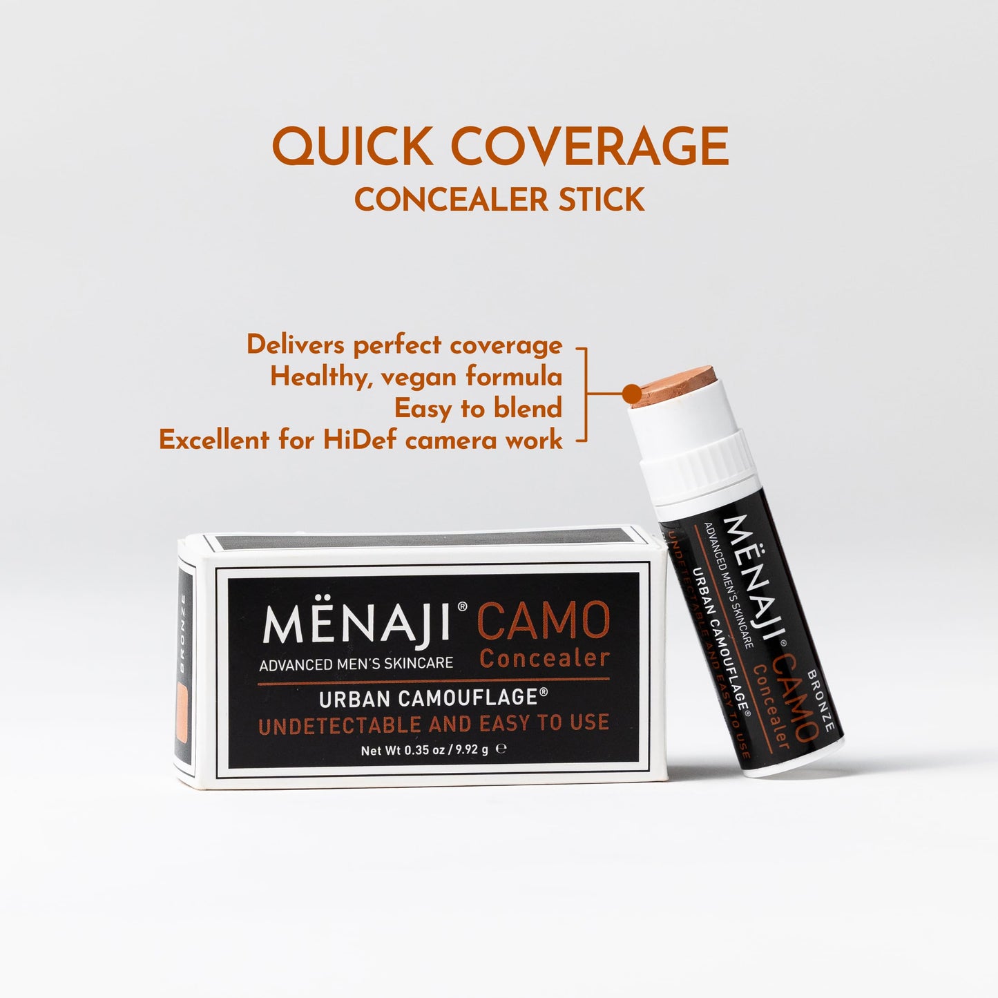 MËNAJI URBAN CAMOUFLAGE® Concealer Stick for Men - Skin Foundation Concealer for Dark Circles, Acne, Under Eye - Corrector - Mens Cosmetics - Bronze