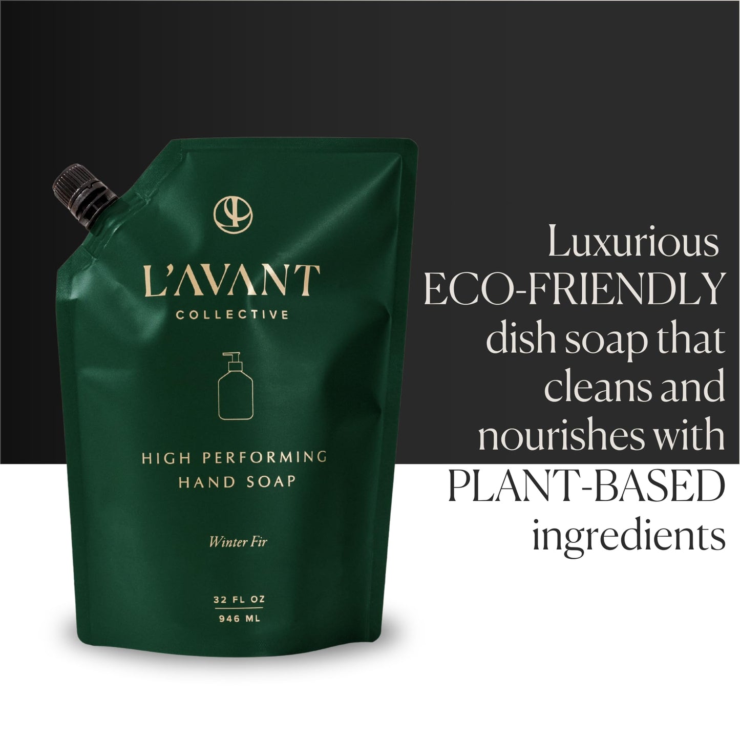 L'AVANT Collective Natural Luxury Hand Soap Refill | Plant-Based, Non-Toxic & Moisturizing, Refill for Glass Bottle, 32 Fl Oz | Winter Fir