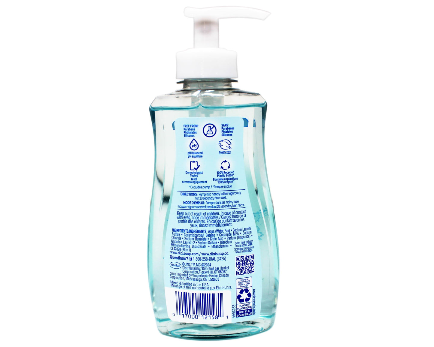 Dial Liquid Hand Soap, Coconut Water & Mango, 7.5 Fluid Ounces - 017000121581 017000121598