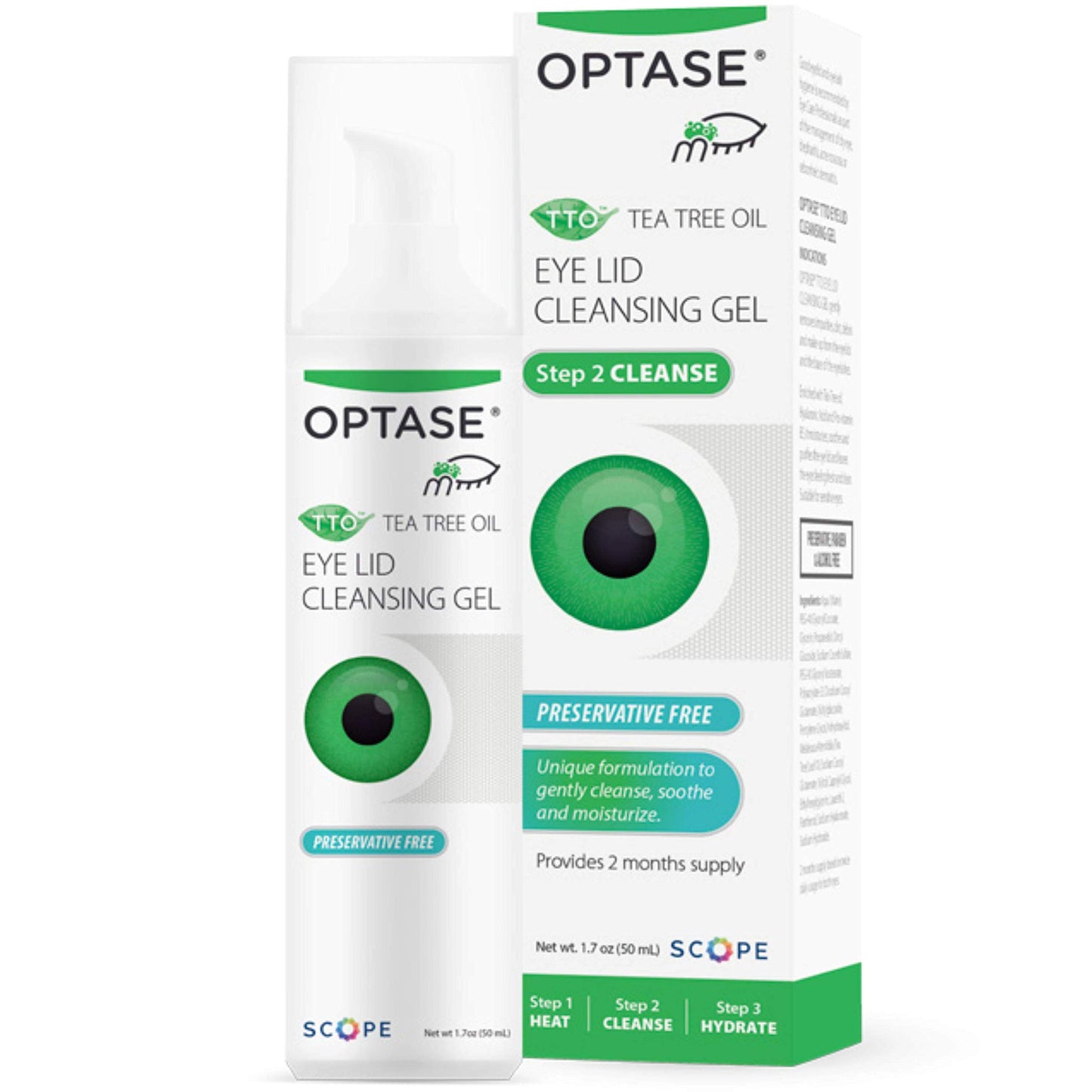 OPTASE TTO Eyelid Cleansing Gel, 1.7 fl oz - Tea Tree Oil Eyelid Cleanser for Gentle Daily Lid and Lash Cleansing - Made With Hyaluronic Acid