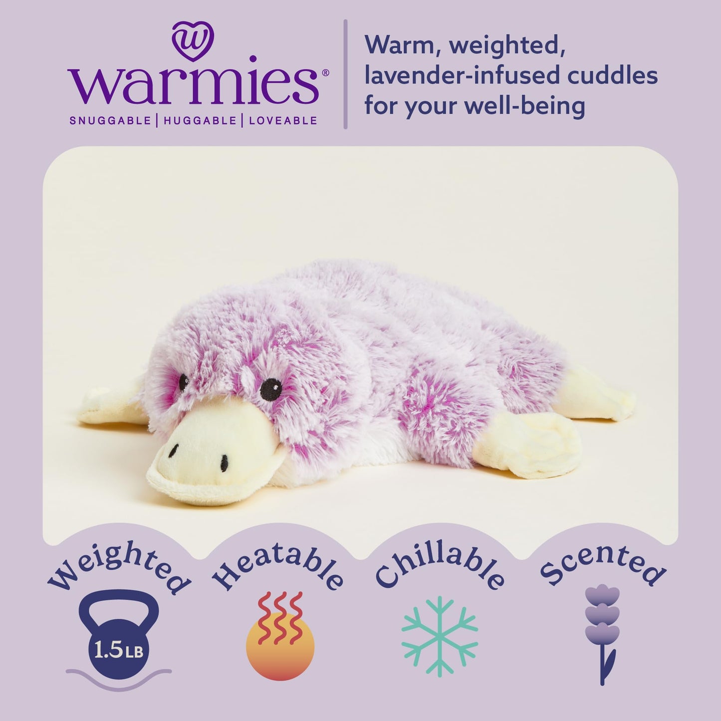 warmies Microwavable & Weighted Stuffed Animals, Platypus - Heated Stuffed Animal Plushie for Warmth & Comfort - Cute Soft Plush Toys for Adults &…
