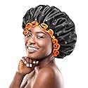 mikimini Large Shower Cap for Women Long Hair, Black, Reusable Waterproof Double Layers XL Washable Colorfast Odorless High-Quality Shower Cap for Men