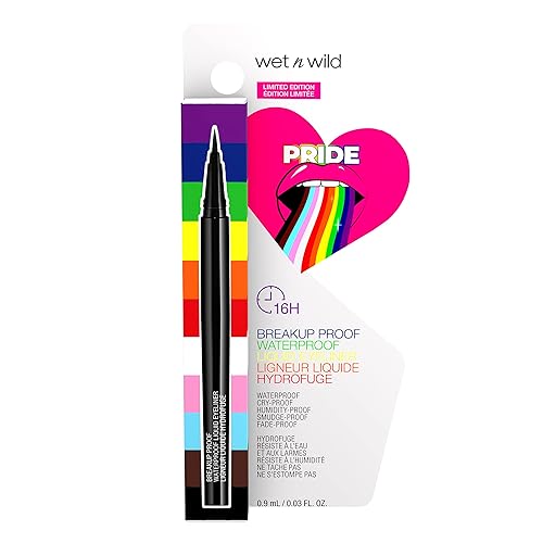 wet n wild Pride Breakup Proof Waterproof Liquid Eyeliner Pen, Smudge-Proof & Flake-Proof Rich Black Pigment, Ultra-Fine Precision Brush Tip