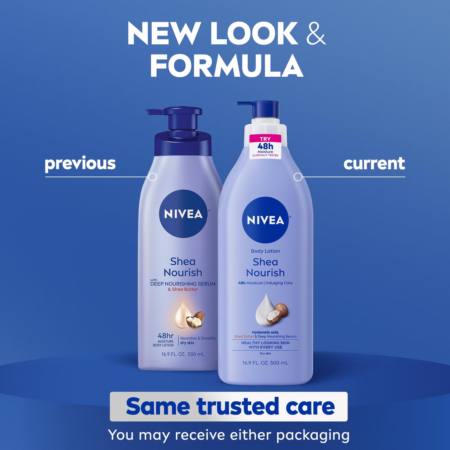 NIVEA Shea Nourish Body Lotion for Dry Skin with Hyaluronic Acid, Shea Butter and Deep Nourishing Serum, 48-Hour Body Moisturizer, 16.9 Fl Oz Pump
