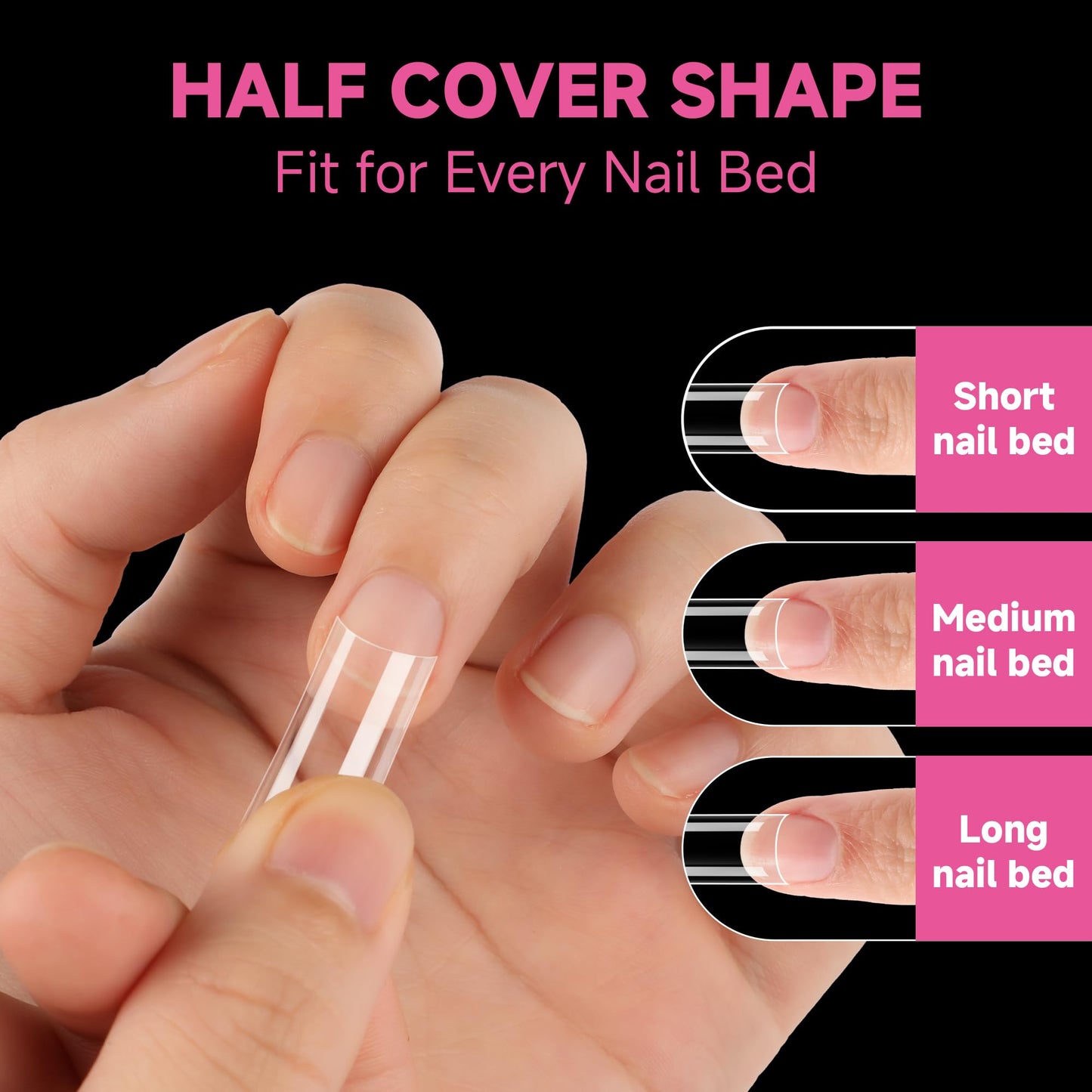 UNA GELLA No C Curve Medium Square Nail Tips 216 Pcs Pre-file Half Cover Straight Square Gel Nail Tips Clear Fake Nails Tips Half Matte Long Lasting Beauty and Personal Care UNA GELLA