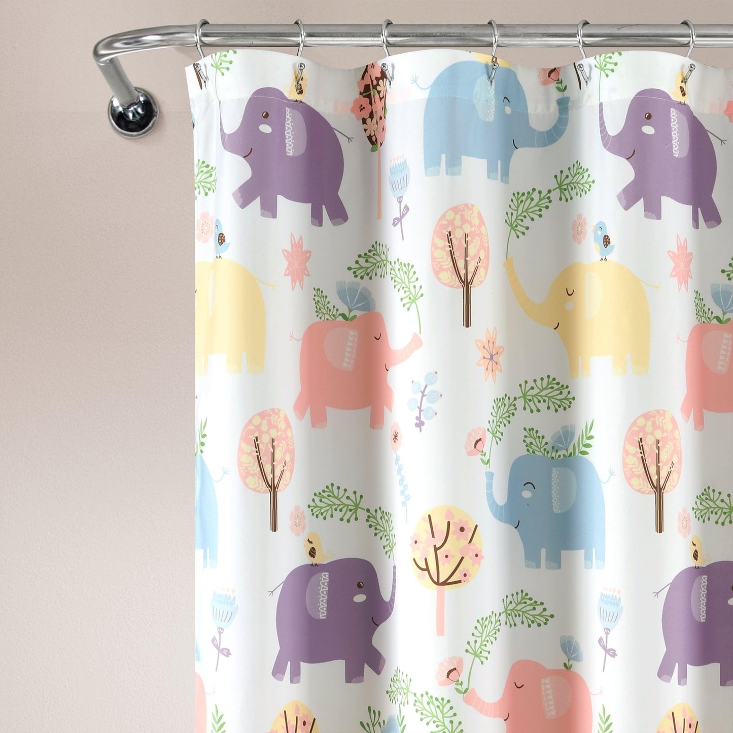 Lush Decor Hygge Elephant Shower Curtain, 72" x 72", Navy
