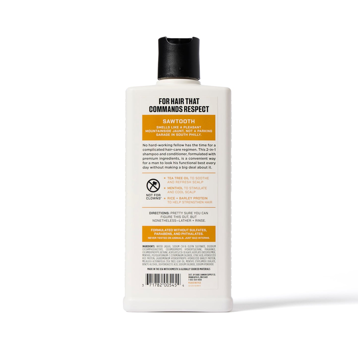 Duke Cannon Supply Co. 2-in-1 Hair Wash - Masculine Scent - Gentle Cleansing Hair Wash For Men - Stimulating Hair Shampoo & Conditioner - Strengthens