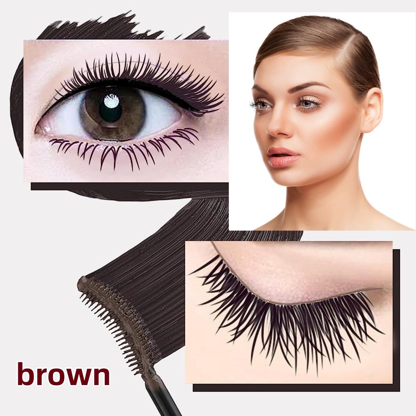LGSZGDCN Brown Lashes Extensions mascara waterproof smudge proof Eyes Makeup volume and length Natural Hypoallergenic Fast Dry Eyelashes Curling Party