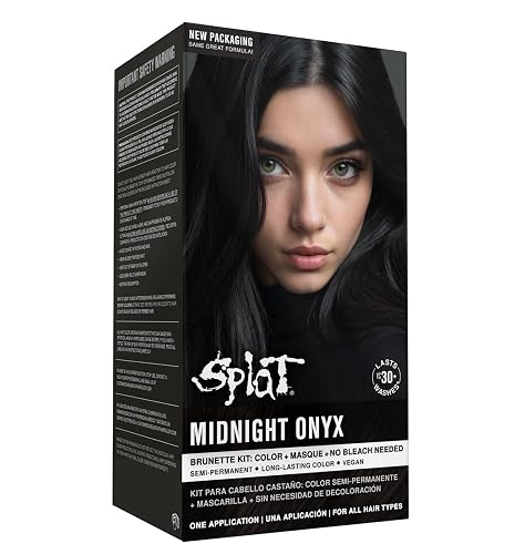 Splat Midnight Onyx Semi Permanent Hair Dye Kit, 1 Application, Includes Deep Reconstructor Conditioner, Lasts 30 Washes, No Bleach Required, Vegan