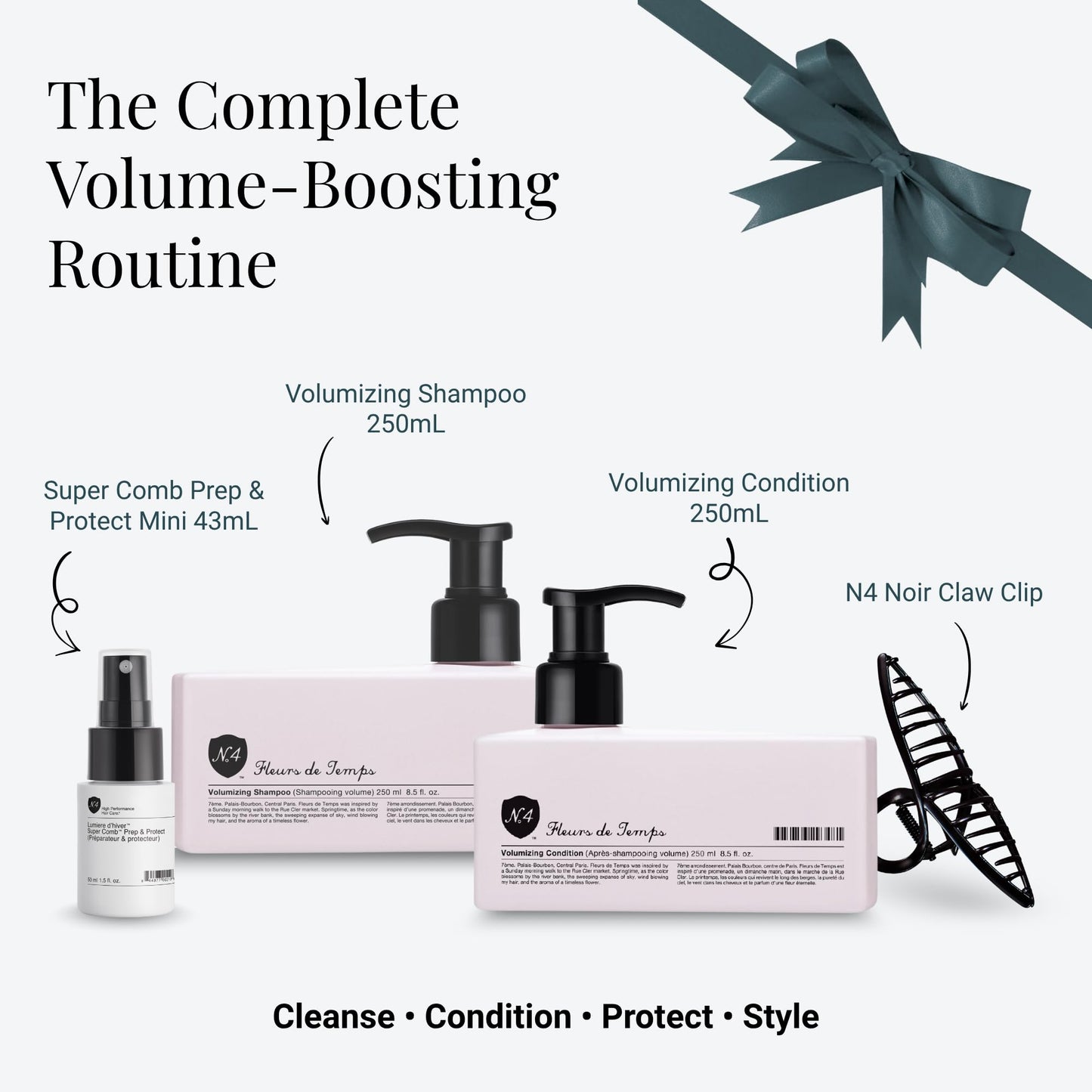 Number 4 Volumizing Gift Set - Lightweight Shampoo, Conditioner & Styling Products for Fine or Flat Hair - Sulfate-Free, Vegan, Color-Safe Hair Care