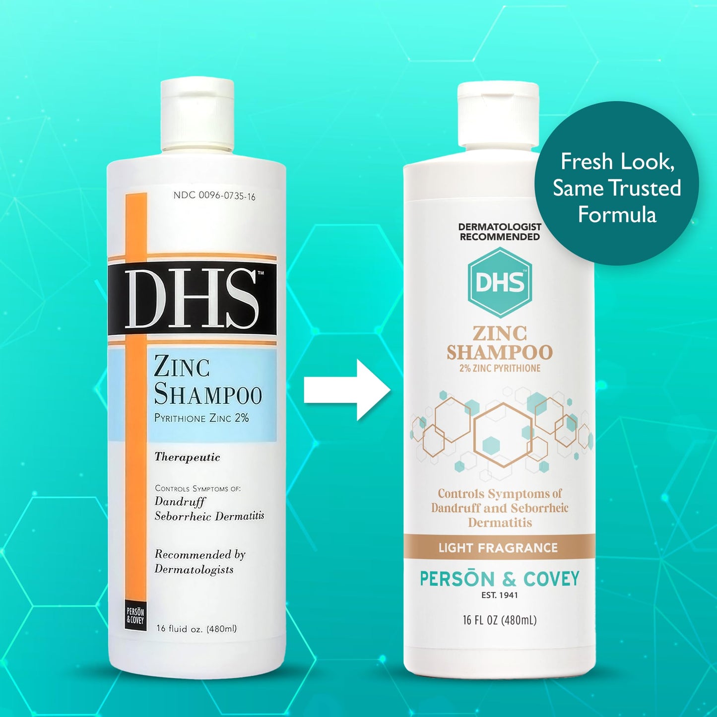 DHS Zinc Shampoo - Dandruff Shampoo - for Flaky and Dry Scalp with 2% Zinc Pyrithione, 16 oz