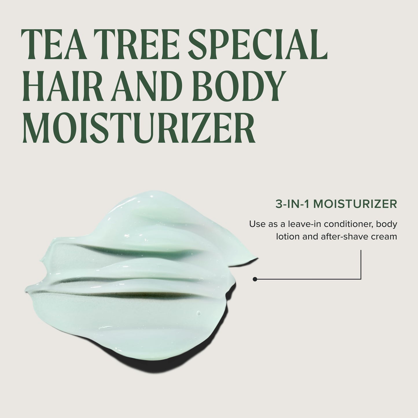 Tea Tree Hair and Body Moisturizer Leave-In Conditioner, Body Lotion, After-Shave Cream, For All Hair + Skin Types, 2.5 fl. oz.