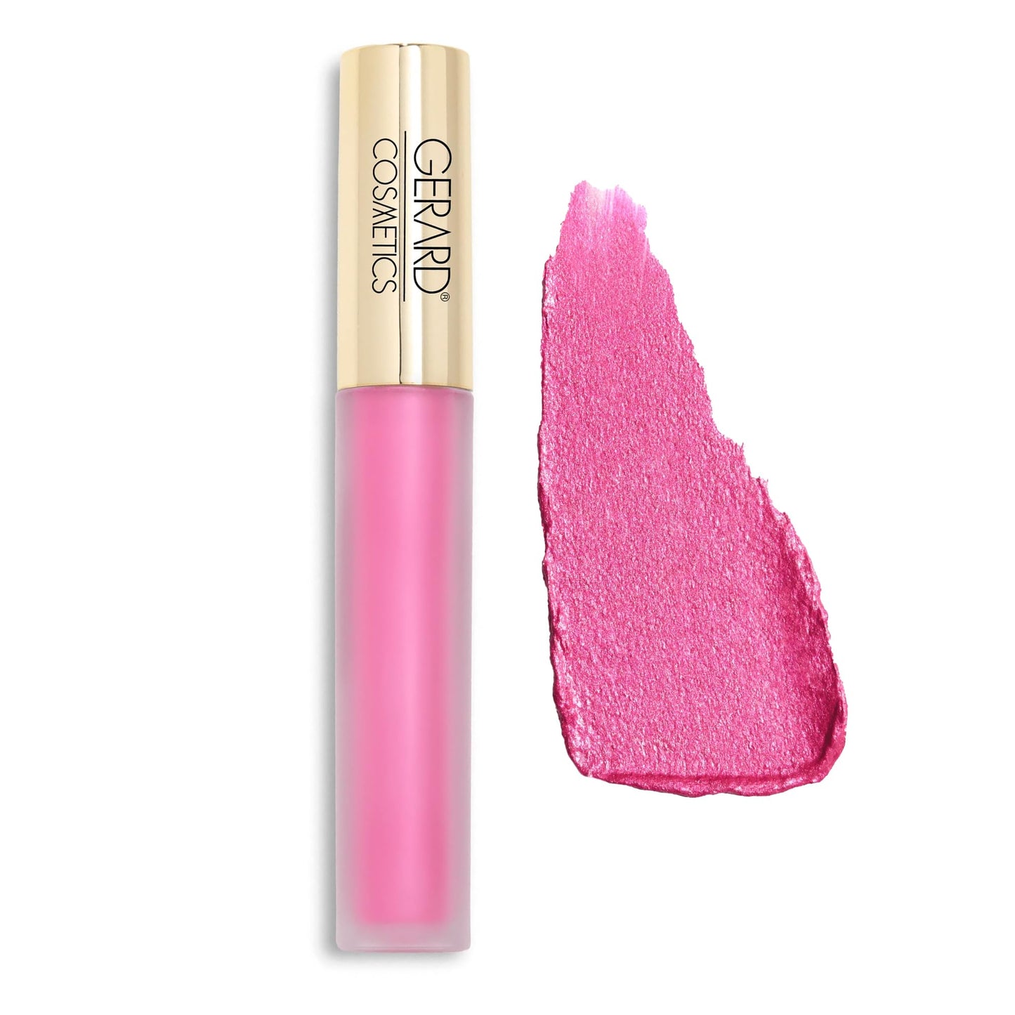 Gerard Cosmetics MetalMatte Liquid Lipstick Where's Ken?, Hot Pink Lipstick with Metallic Matte Finish, Long Lasting Smudge Proof Lipstick, Cruelty