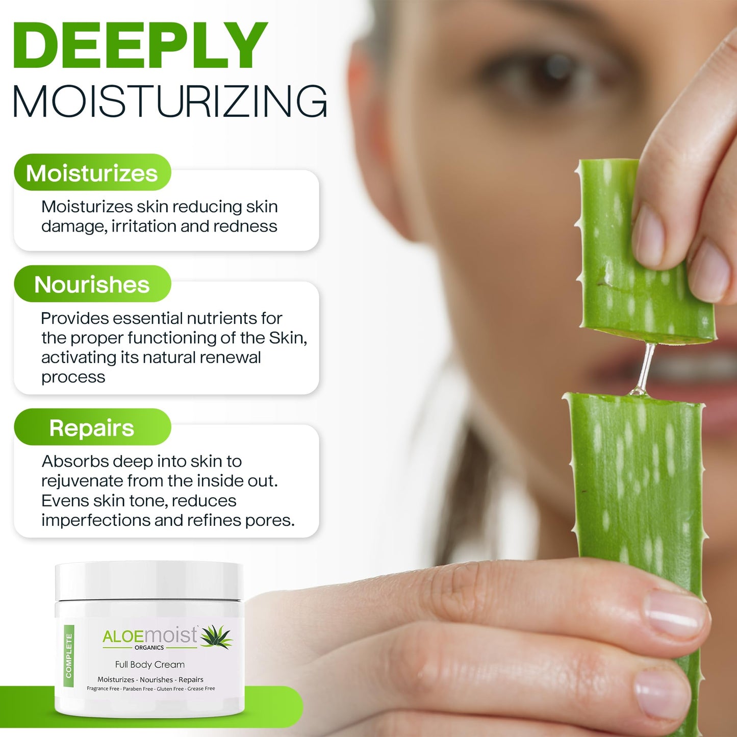 Organic Aloe Vera Lotion - Face & Body Moisturizing Cream with Natural Aloe Vera, Vitamin E Oil, Vitamin C, Retinol Cream, Shea Butter - Anti Aging