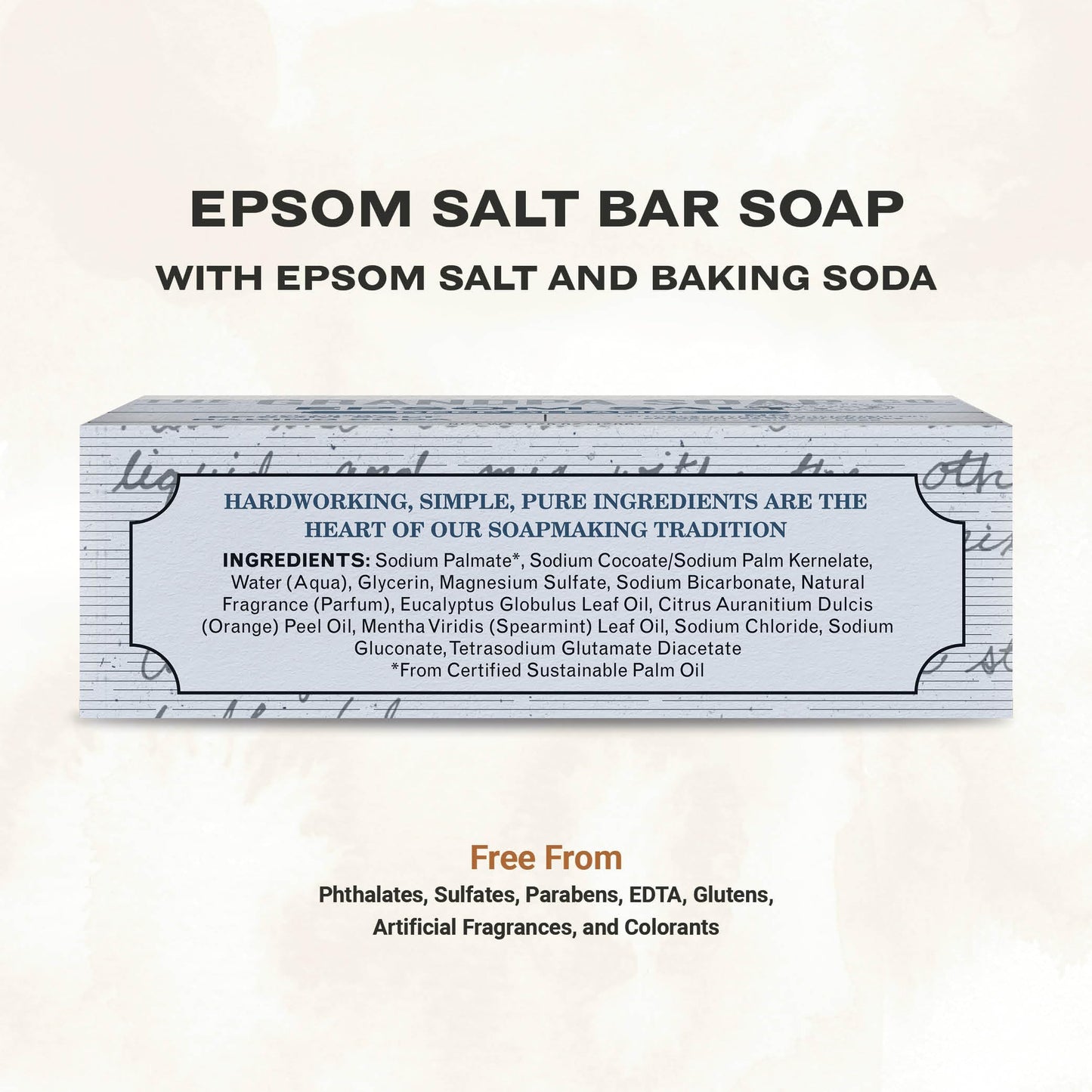 The Grandpa Soap Company Epsom Salt Bar Soap - Deep Cleansing Soap, Made with Epsom Salt and Baking Soda, Removes Dirt Grease and Grime, Vegan