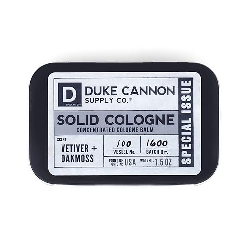 Duke Cannon Supply Co. Solid Cologne for Men Special Issue Vetiver and Oakmoss (Fresh Air, Sandalwood) - Concentrated Balm, Travel-Friendly Tin, 1.5