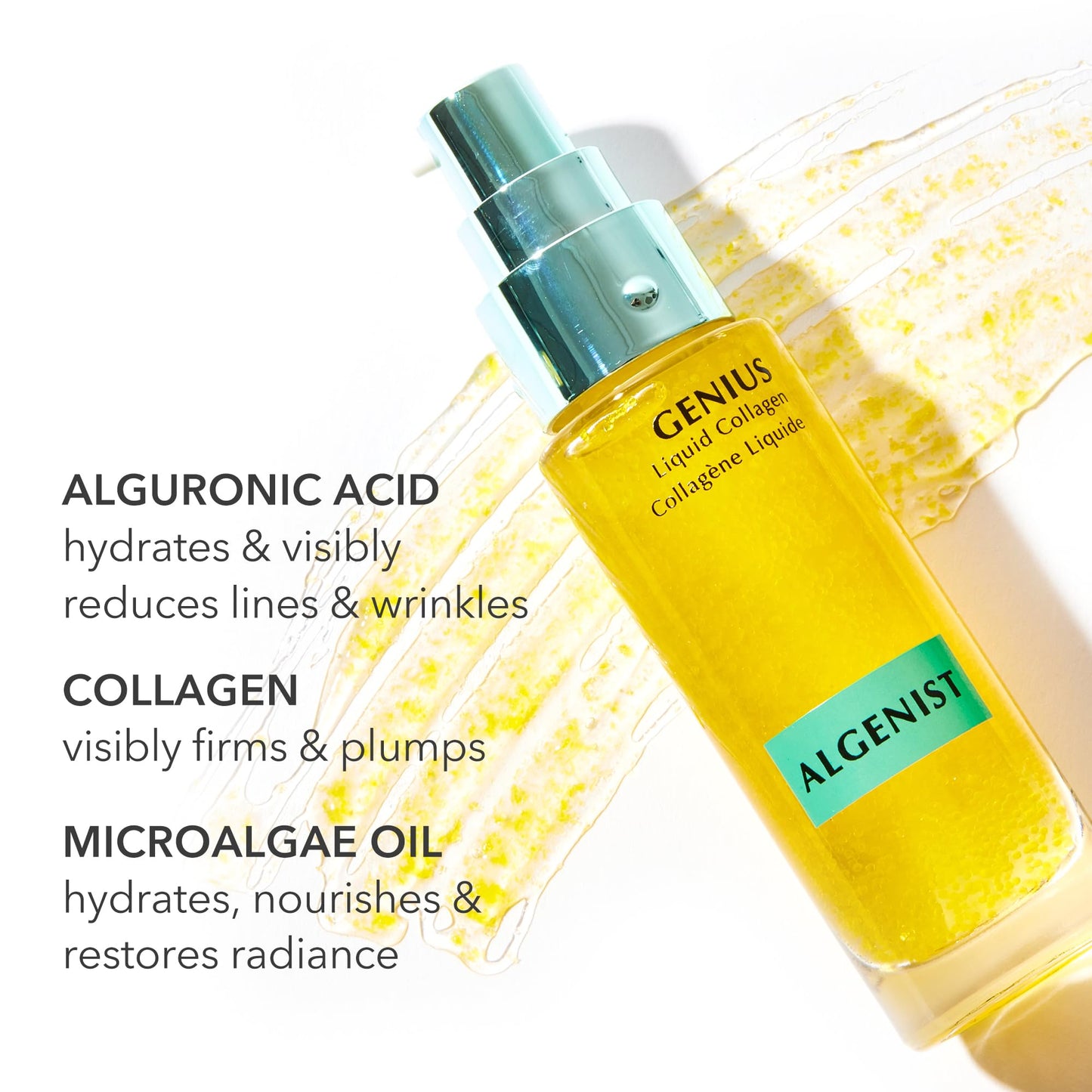 Algenist GENIUS Liquid Collagen Serum - Firming and Hydrating Face Serum with Collagen + Vitamin E - Helps Visibly Minimize Fine Lines + Wrinkles