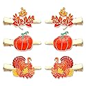 Thanksgiving Hair Clips Set for Women Girls (Turkey+Pumpkin+Maple Leaf)