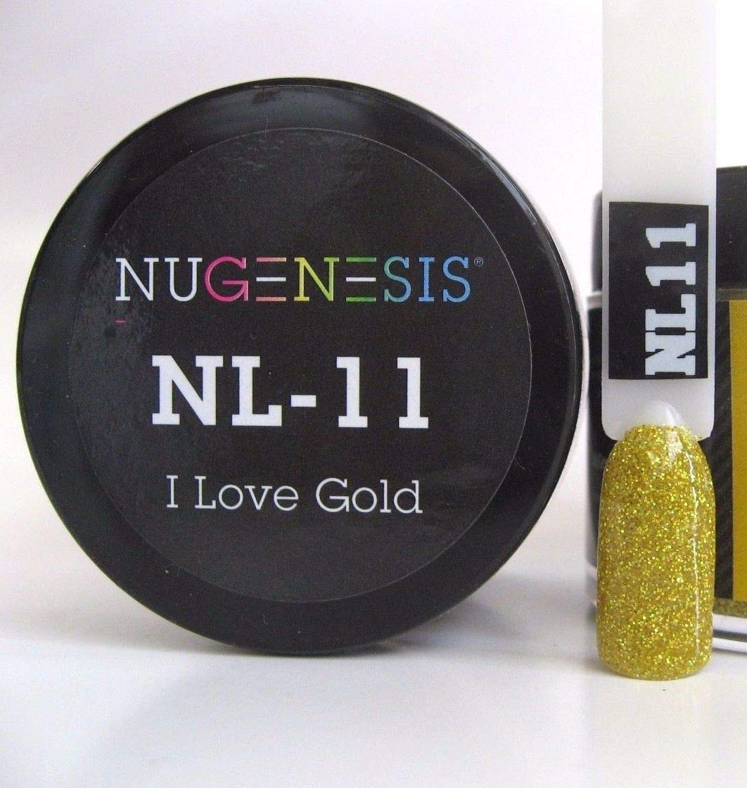 NuGenesis Nail Dipping Powder Color 1.5oz/43g Jar - (NL11 I LOVE GOLD) Beauty & Personal Care Nugenesis