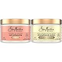 SheaMoisture Leave-In Conditioner Bundle, Coconut & Hibiscus Curl Enhancing Smoothie for Curly Hair, Frizz Control + Jamaican Black Castor Oil
