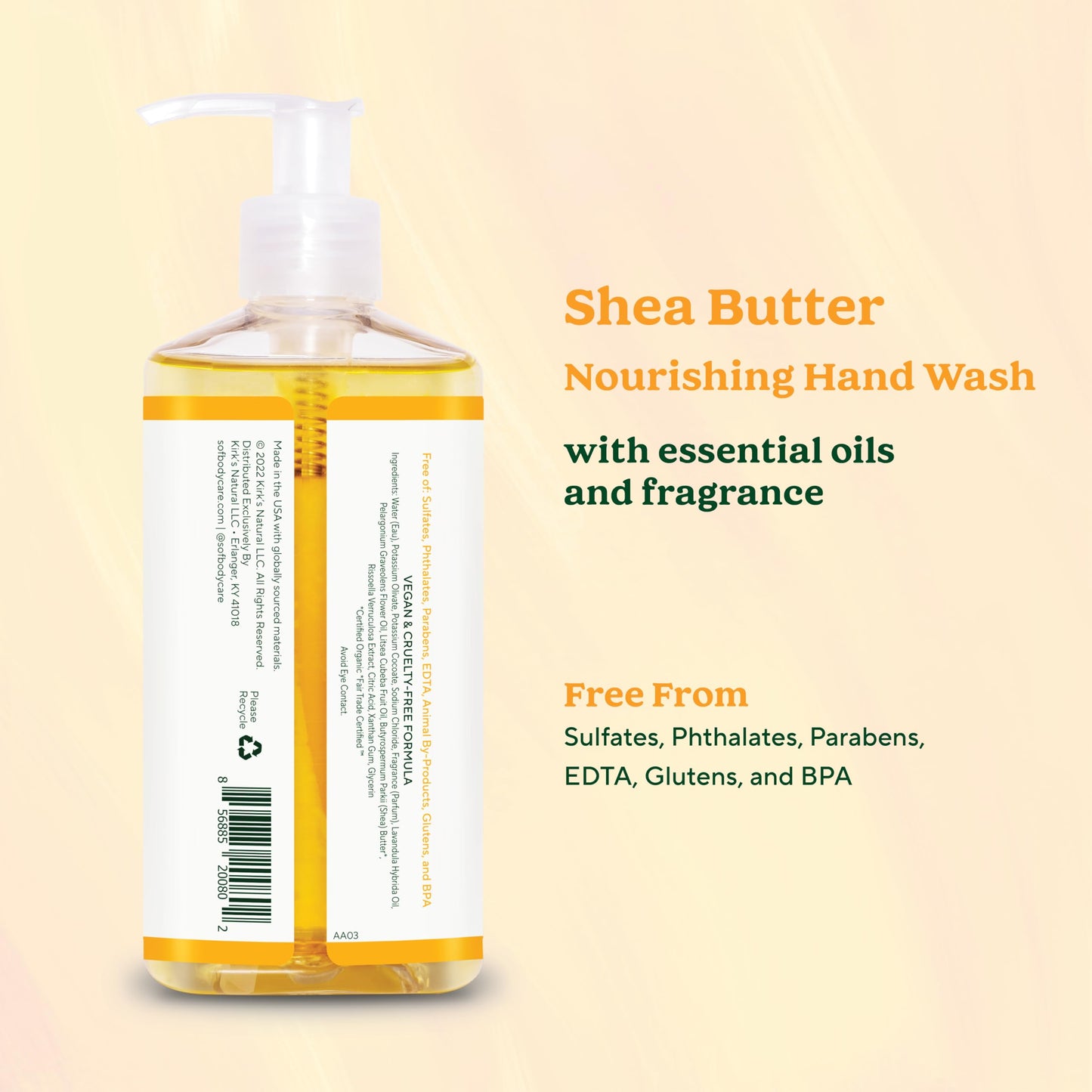 South Of France SoF Nourishing Hand Wash - With Moisturizing Sea Algae, Coconut & Olive Oil- Vegan & Non GMO- Free From Phthalates, Sulfates