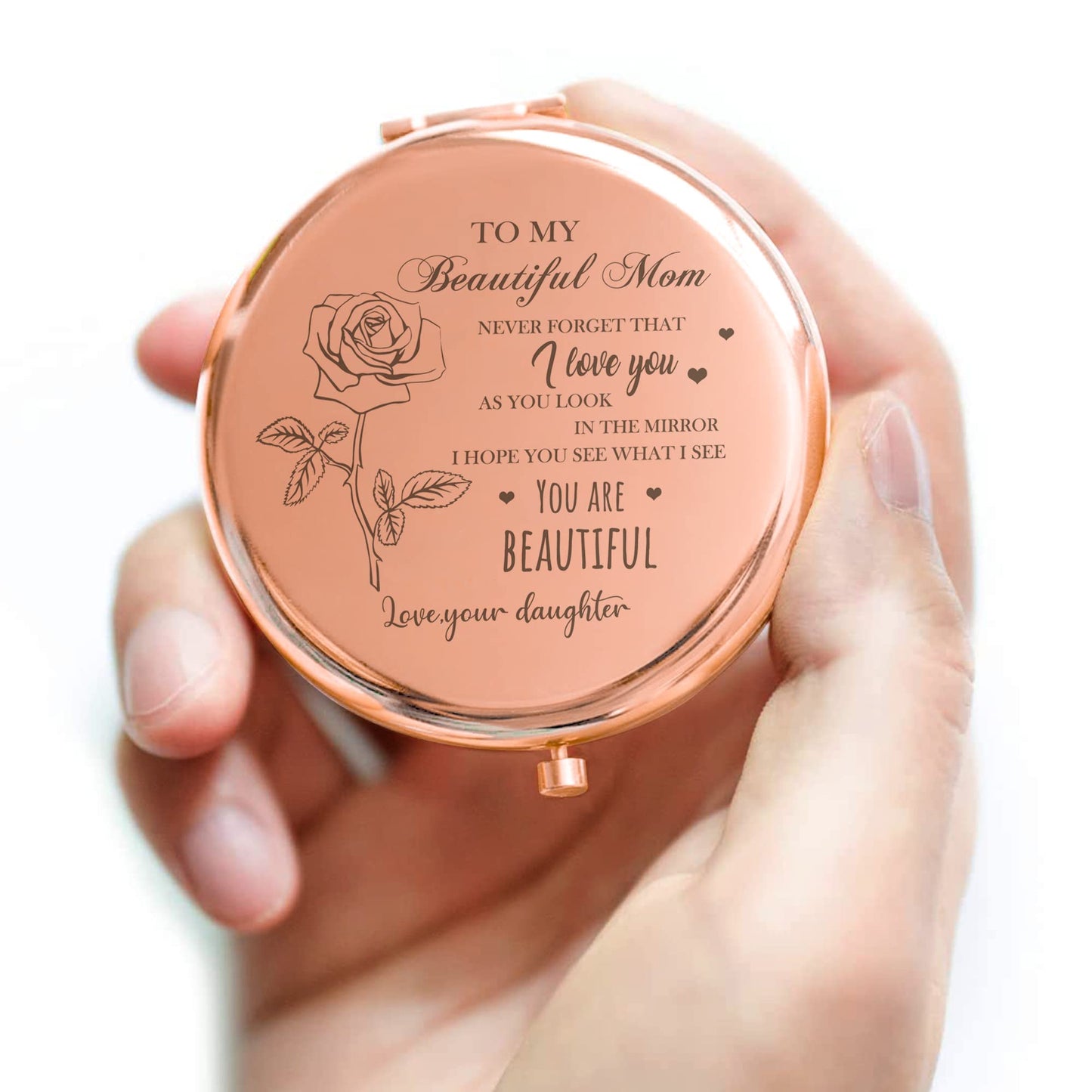GAOLZIUY Compact Mirror Gifts for Mom from Daughter, Rose Gold Compact Mirror for Mother, Birthday Gifts for Moms Women from Daughter, Presents
